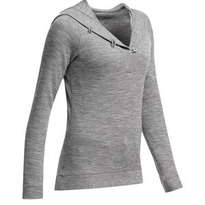 Women's Icebreaker Crave Merino Wool Waffle Knit Hooded Henley Top Grey XS
